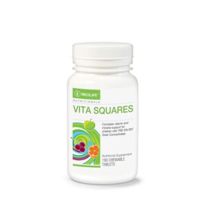 Support your child’s growth, brain health, and immunity with NeoLife Vita Squares – a natural, chewable multivitamin packed with essential nutrients.”