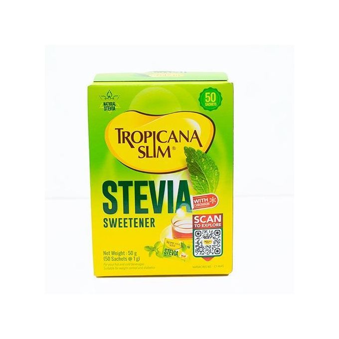 Tropicana Slim Stevia Sweetener with Chronium 1 Gm, 50 Sachets - Image 2